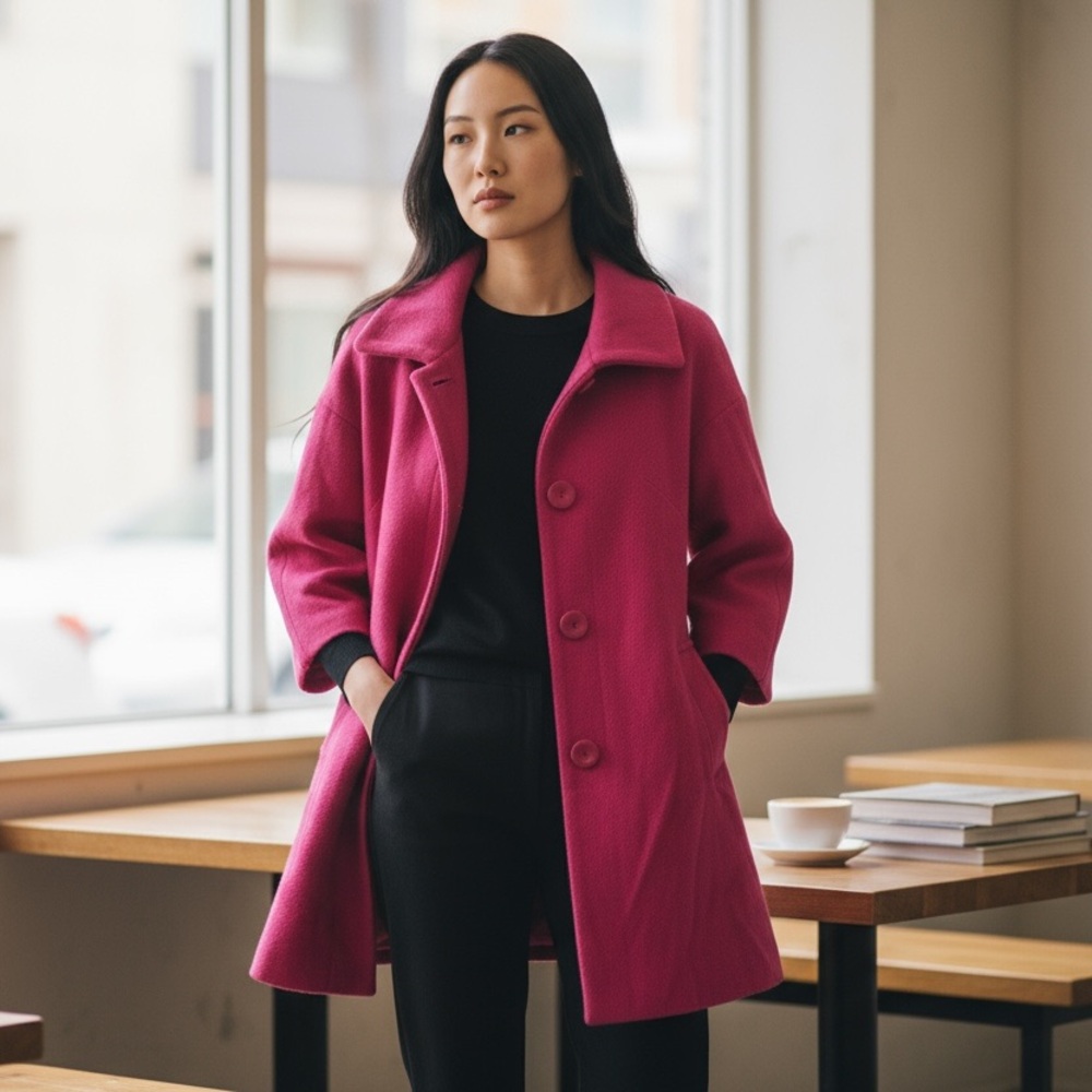 Liquido Fuchsia Pea Coat‎